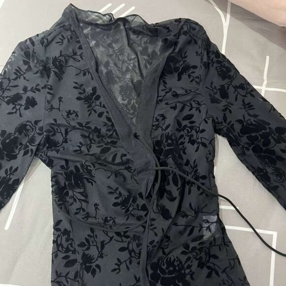 Vintage French Style Mesh Cardigan - Sexy See-Through Lace Shirt - Picture 2 of 4